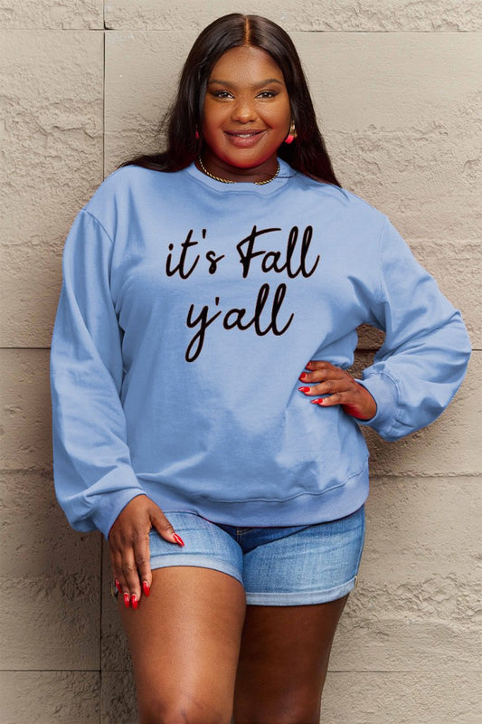 Full Size IT'S FALL Y'ALL Graphic Sweatshirt - Deb Shops