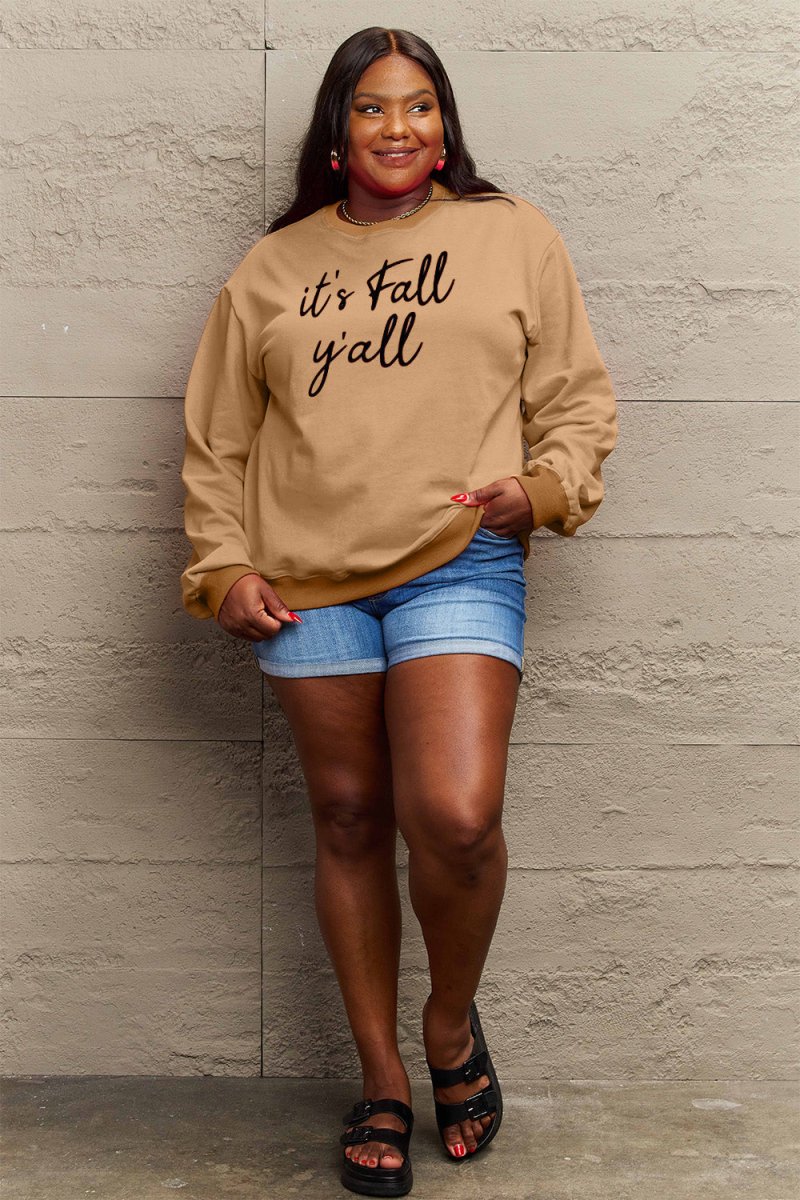 Full Size IT'S FALL Y'ALL Graphic Sweatshirt - Deb Shops