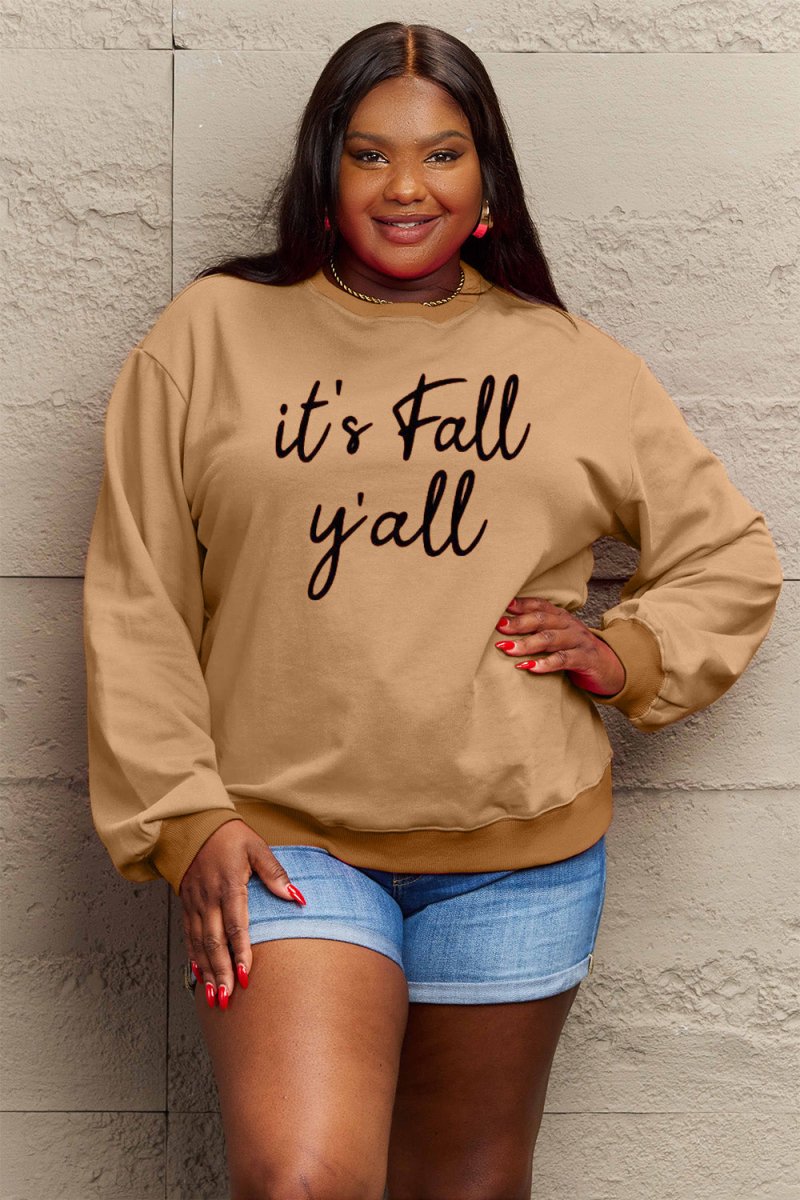Full Size IT'S FALL Y'ALL Graphic Sweatshirt - Deb Shops