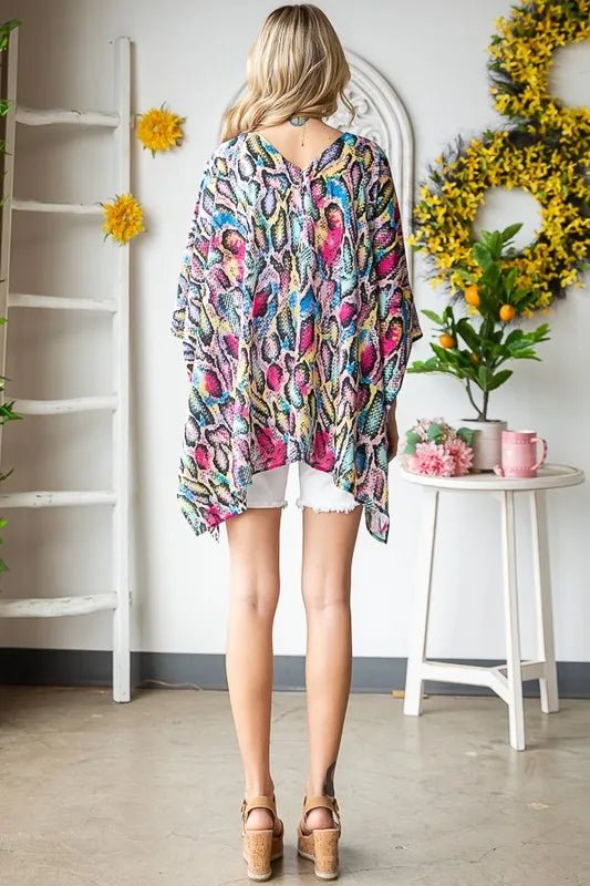 Full Size Multi Color Snake Open Cardigan - Deb Shops