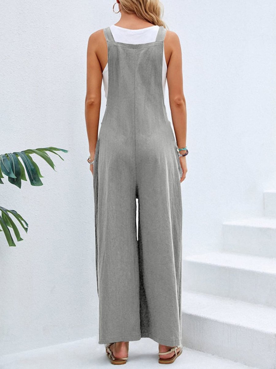 Full Size Square Neck Wide Strap Overall - Deb Shops