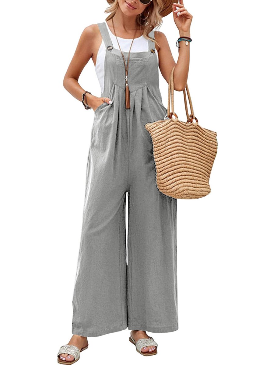 Full Size Square Neck Wide Strap Overall - Deb Shops