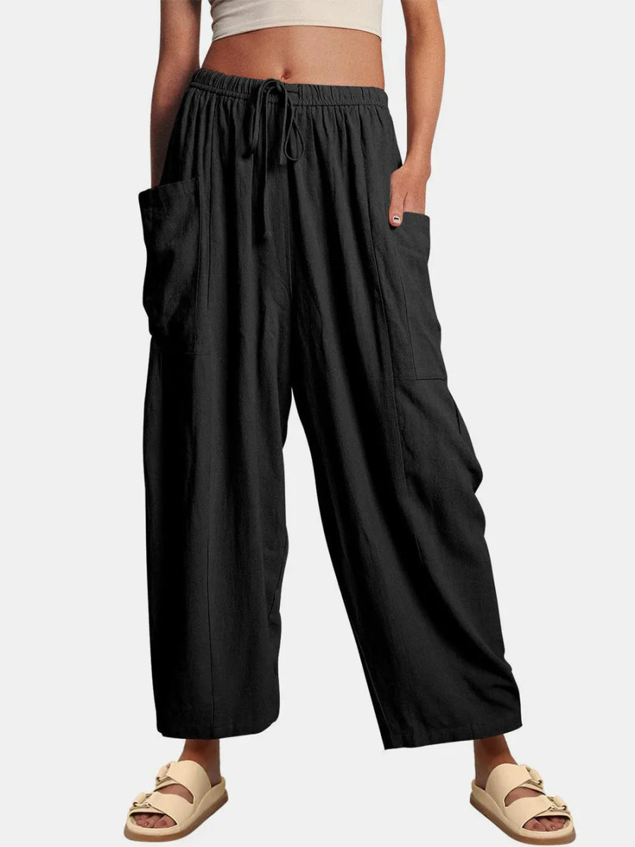 Stylish Wide Leg Pants with Pockets - Deb Shops
