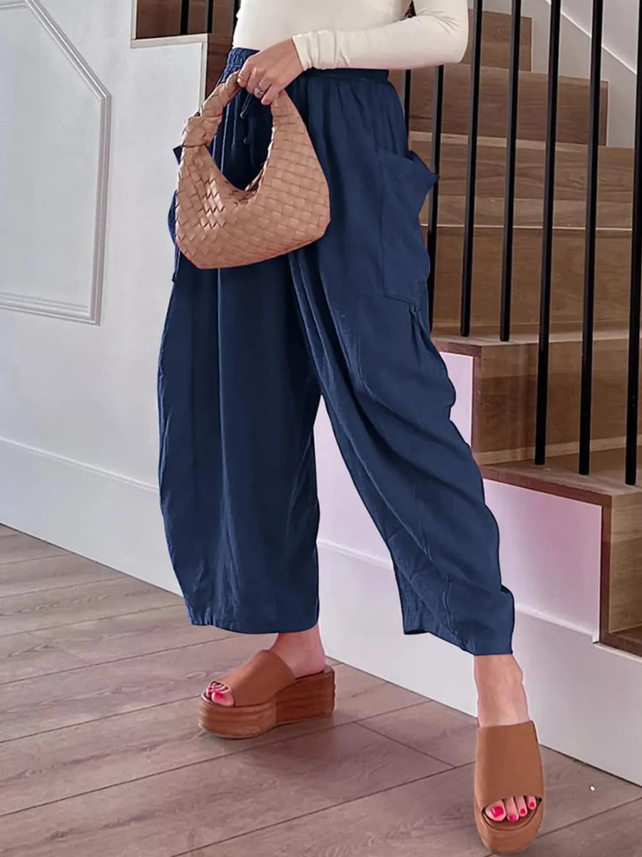 Stylish Wide Leg Pants with Pockets - Deb Shops