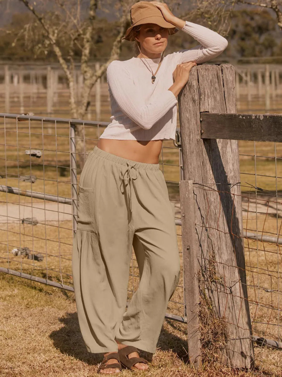 Stylish Wide Leg Pants with Pockets - Deb Shops