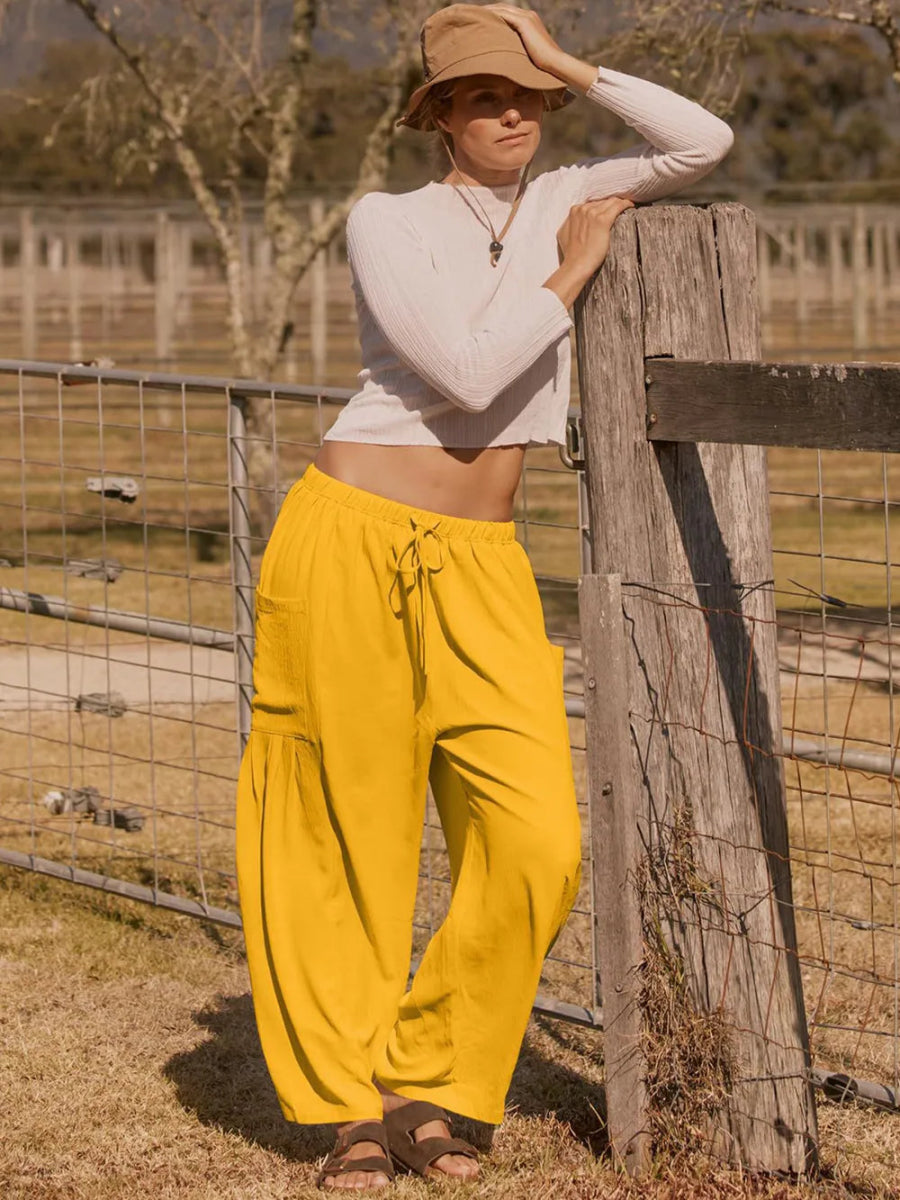 Stylish Wide Leg Pants with Pockets - Deb Shops