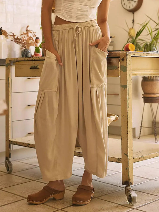 Stylish Wide Leg Pants with Pockets - Deb Shops