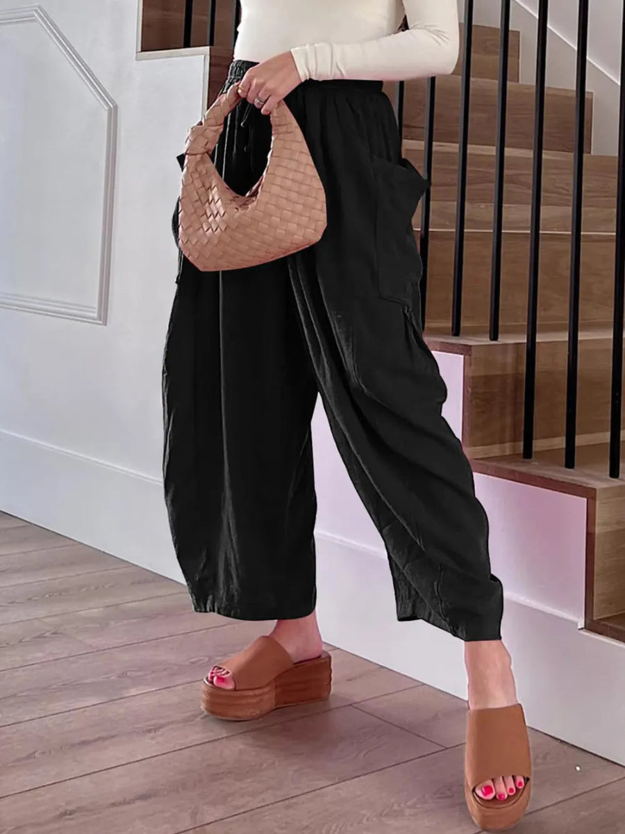 Stylish Wide Leg Pants with Pockets - Deb Shops
