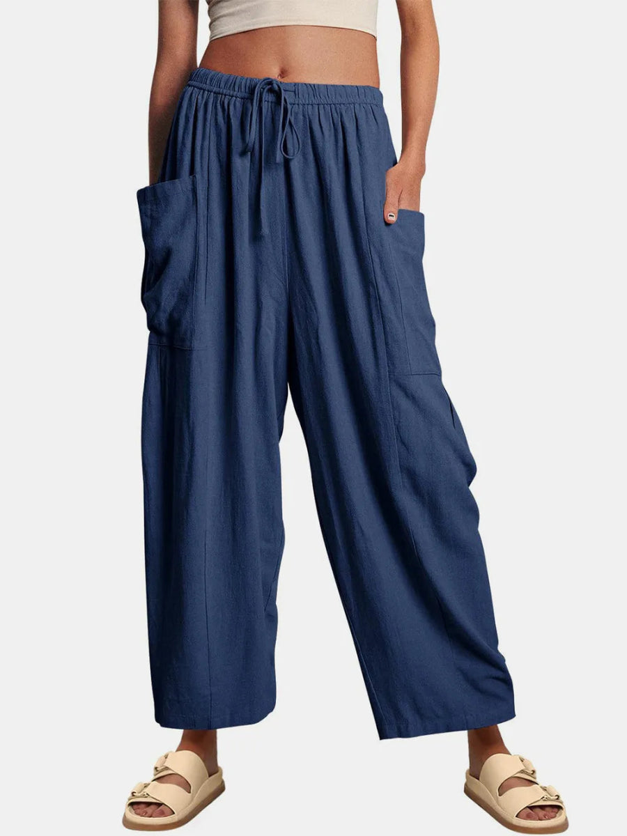 Stylish Wide Leg Pants with Pockets - Deb Shops