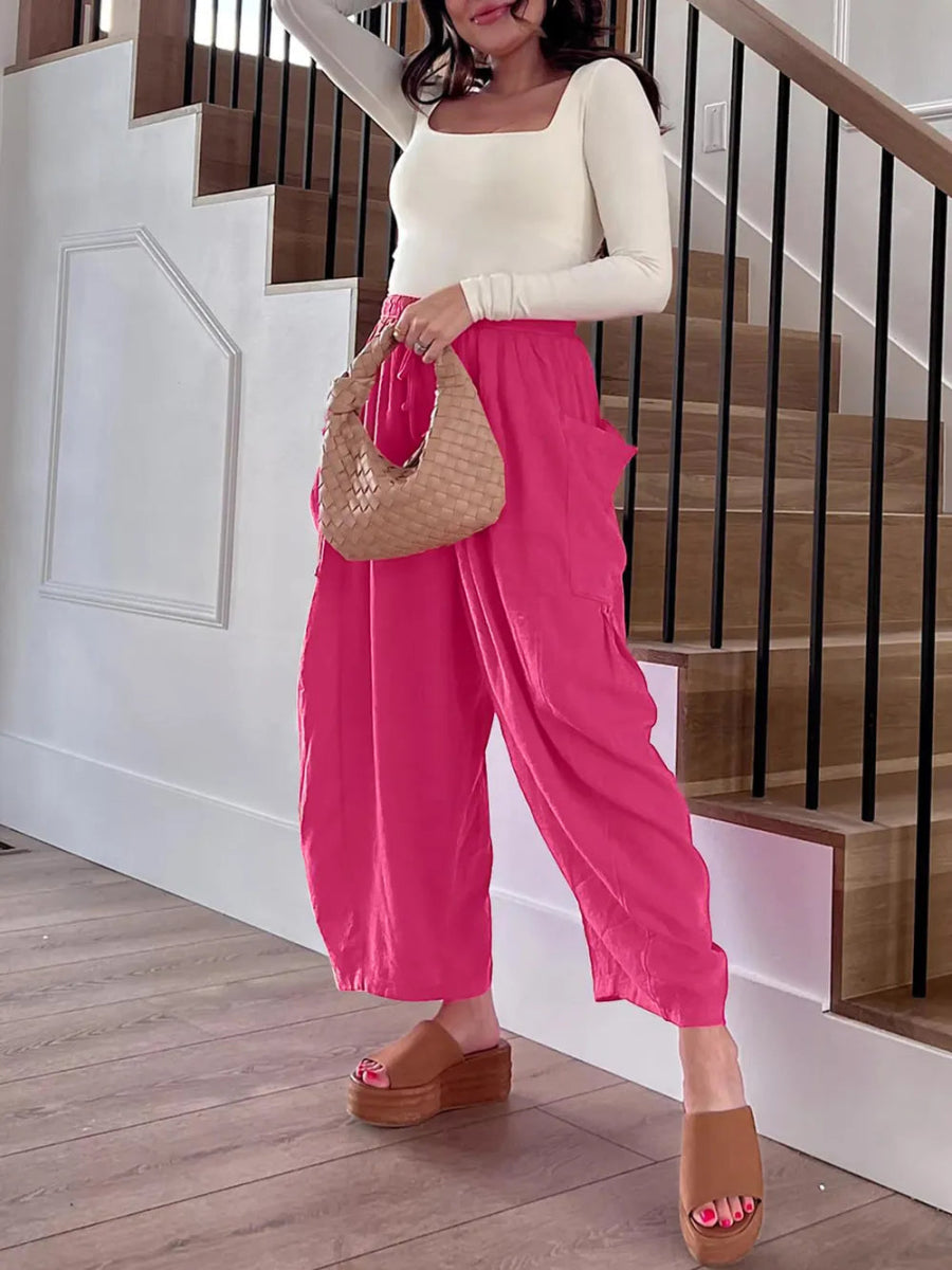 Stylish Wide Leg Pants with Pockets - Deb Shops