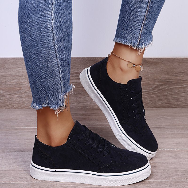 Lace - Up Suedette Flat Sneakers - Deb Shops
