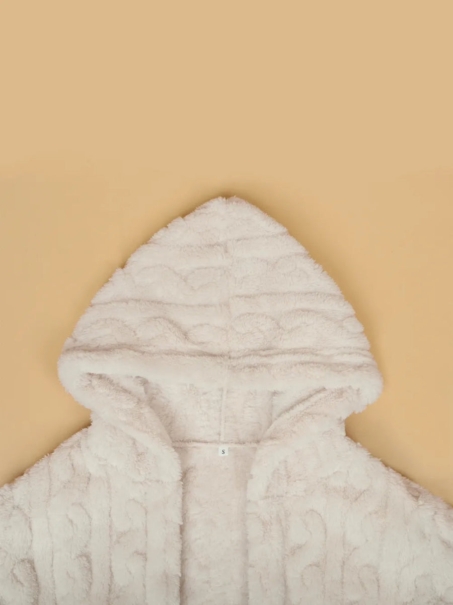 Plus Size Hooded Plush Open Front Coat - Deb Shops