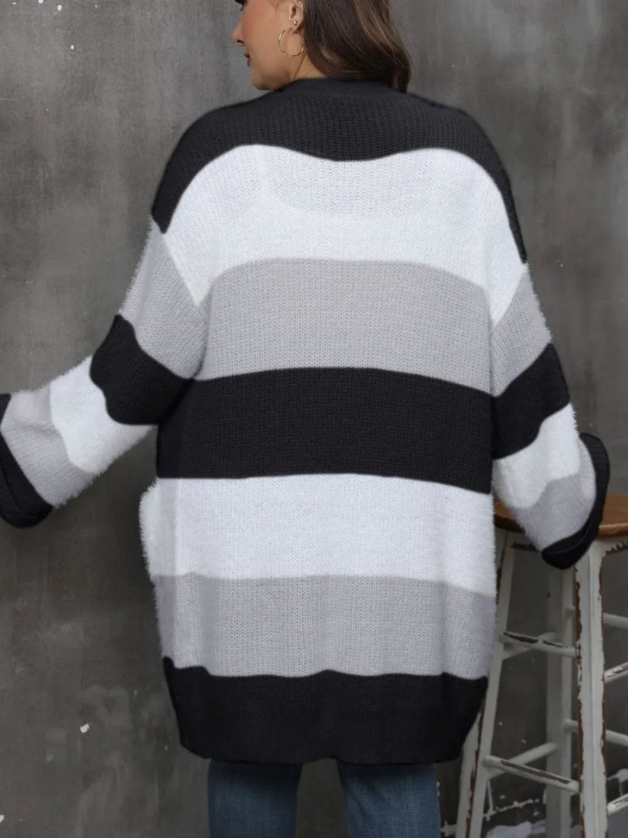 Open Front Long Sleeve Cardigan - Deb Shops