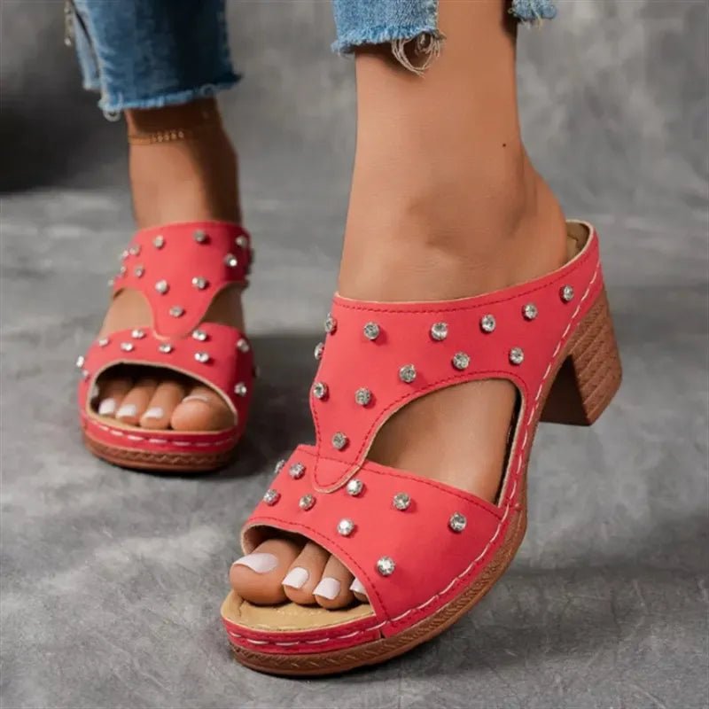 Open Toe Block Heel Sandals - Deb Shops