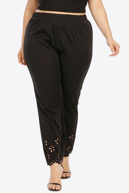 Openwork Elastic Waist Pants - Deb Shops