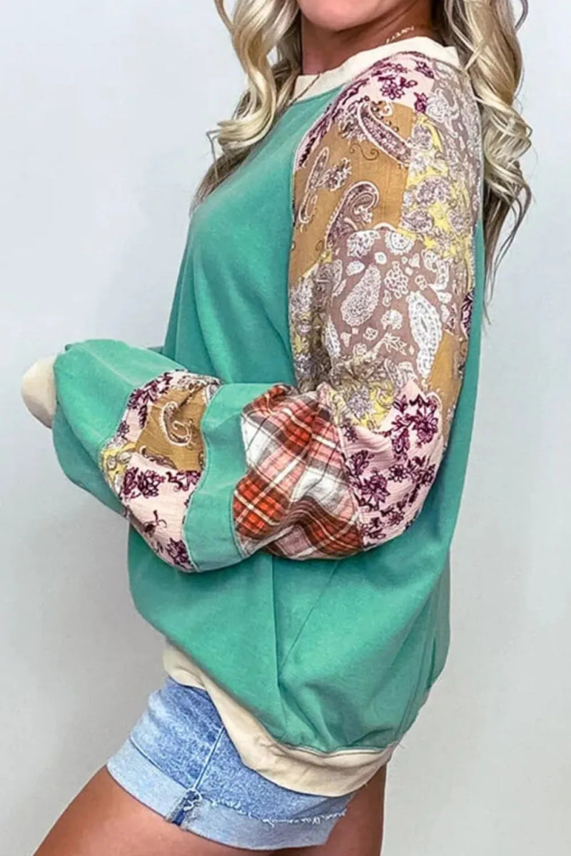 Plus Size Printed Raglan Sleeve Sweatshirt - Deb Shops