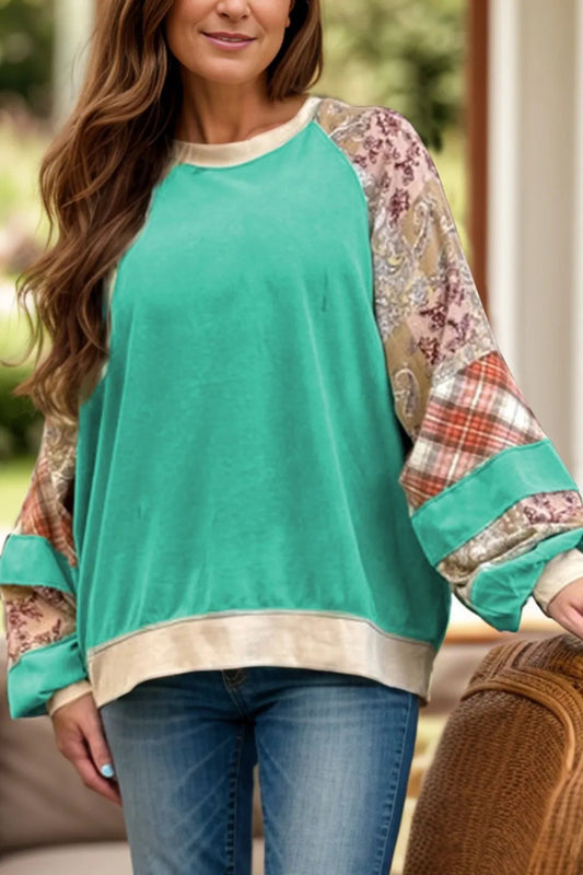 Plus Size Printed Raglan Sleeve Sweatshirt - Deb Shops