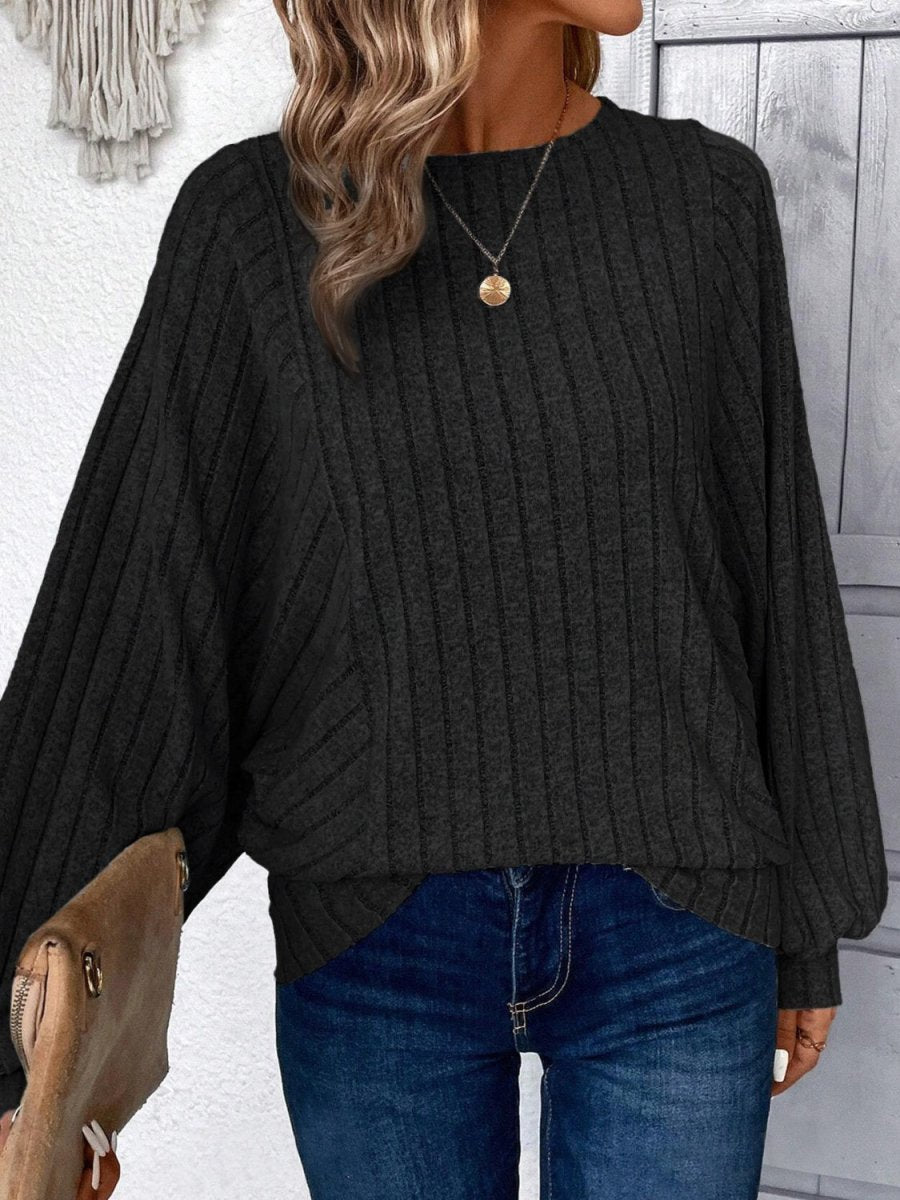 Plus Size Round Neck Batwing Sleeve T-Shirt - Deb Shops