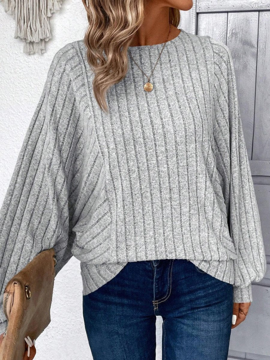 Plus Size Round Neck Batwing Sleeve T-Shirt - Deb Shops