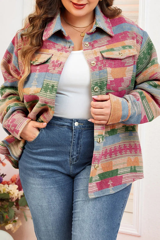 Stylish Pocketed Collared Neck Jacket - Deb Shops