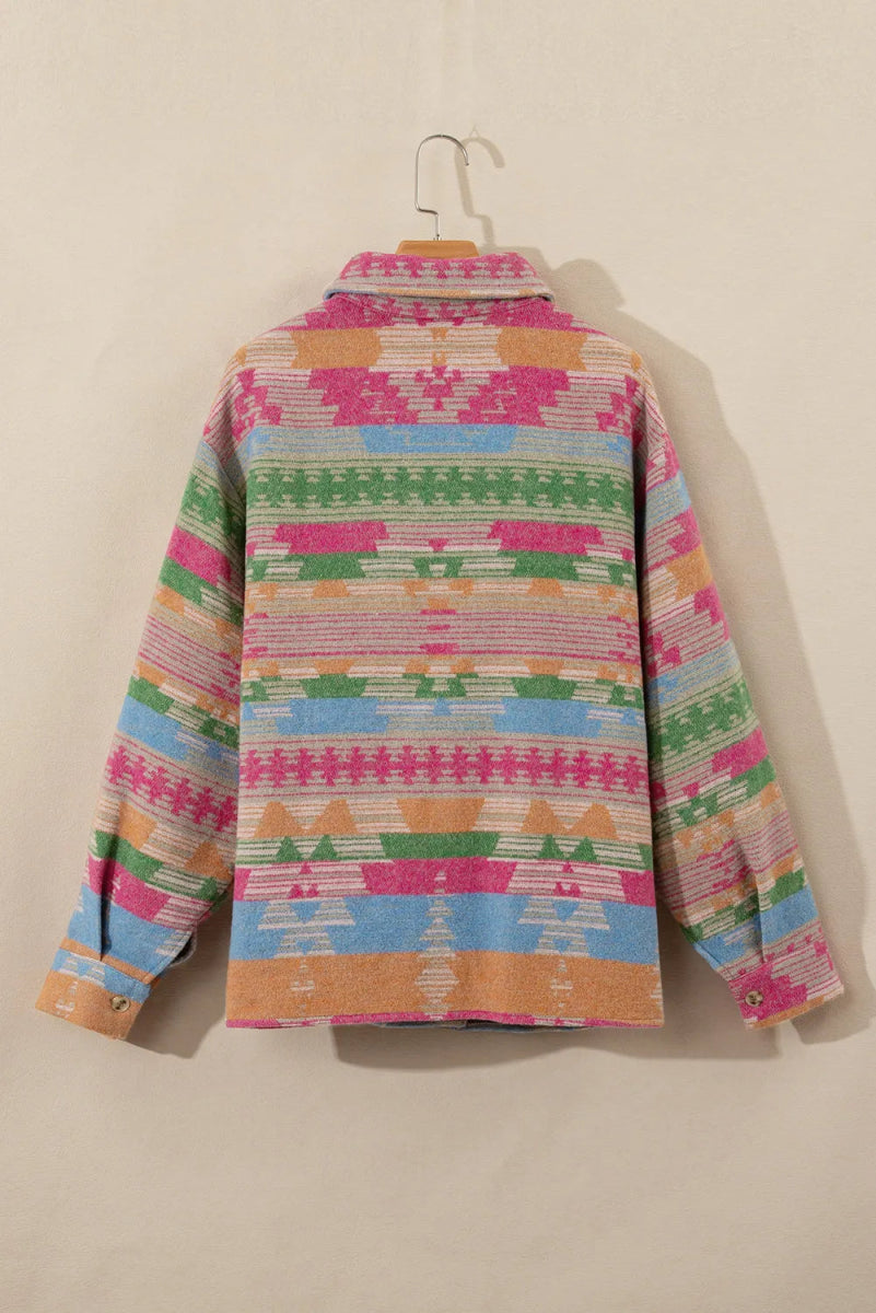 Stylish Pocketed Collared Neck Jacket - Deb Shops
