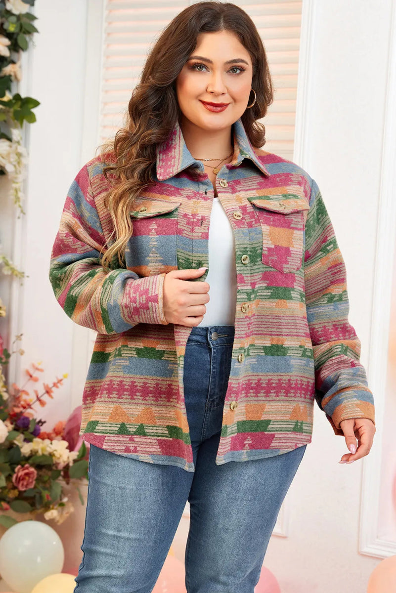 Stylish Pocketed Collared Neck Jacket - Deb Shops
