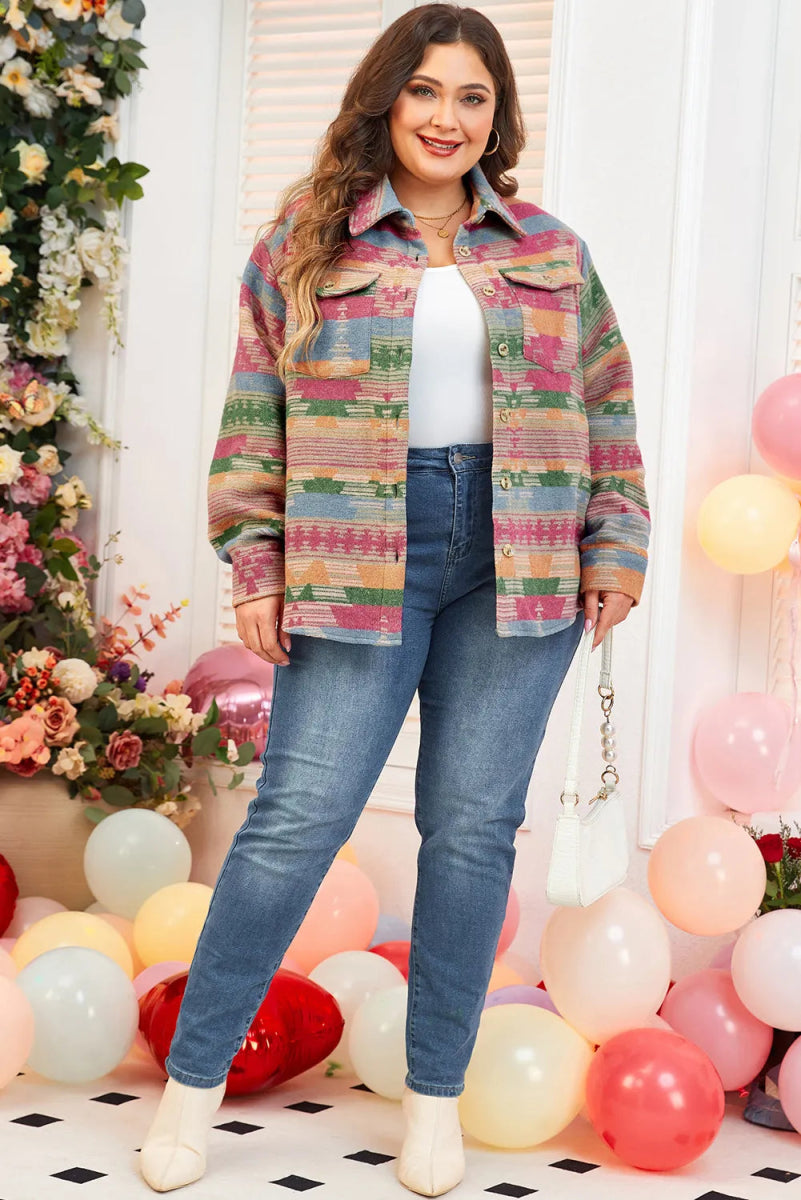 Stylish Pocketed Collared Neck Jacket - Deb Shops