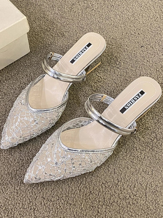 Point Toe Block Heels Sandals - Deb Shops