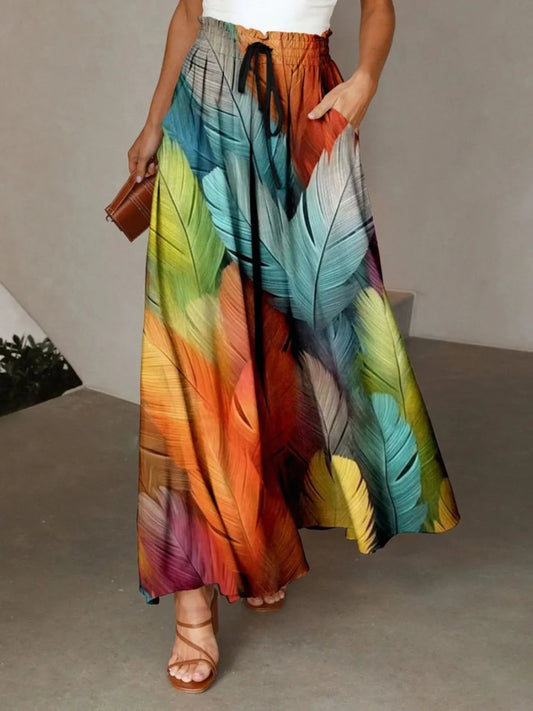 Printed Maxi Skirt with Pockets - Deb Shops