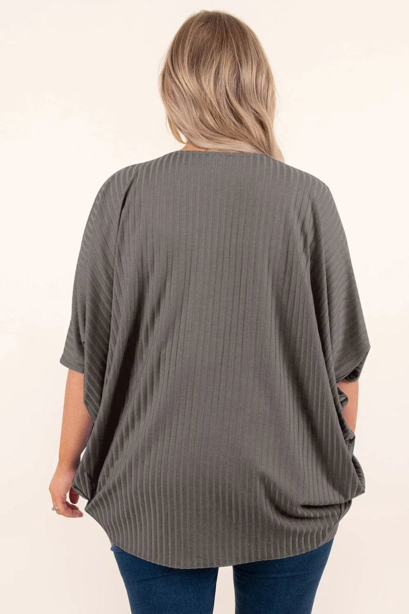 Plus Size Ribbed Cocoon Cover Up - Deb Shops