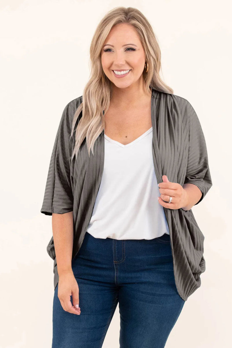 Plus Size Ribbed Cocoon Cover Up - Deb Shops