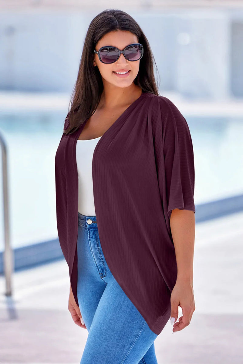 Plus Size Ribbed Cocoon Cover Up - Deb Shops