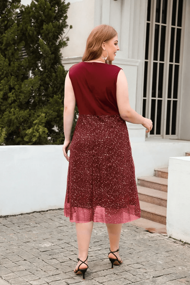Sequin Mini Sleeveless Sexy Evening Plus Sizes Dress - Deb Shops