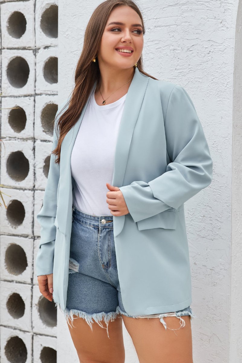 Shawl Collar Long Sleeve Blazer - Deb Shops