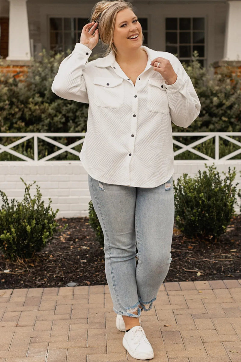 Snap Down Dropped Shoulder Jacket - Deb Shops