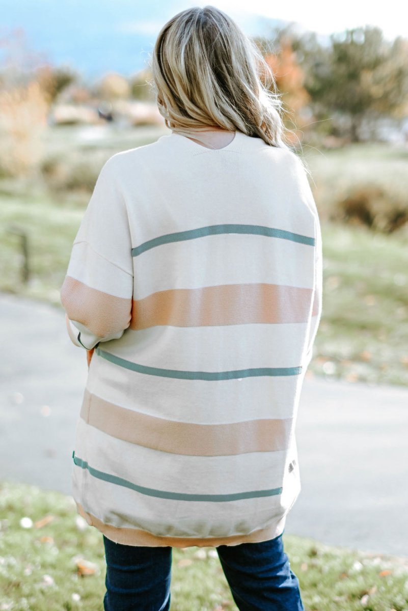 Striped Open Front Cardigan - Deb Shops