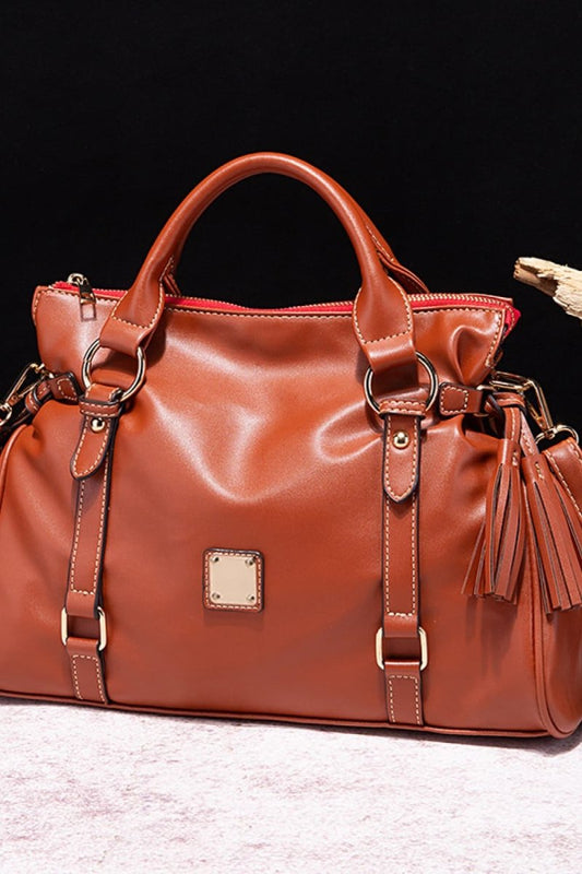 Vegan Leather Handbag with Tassels - Deb Shops