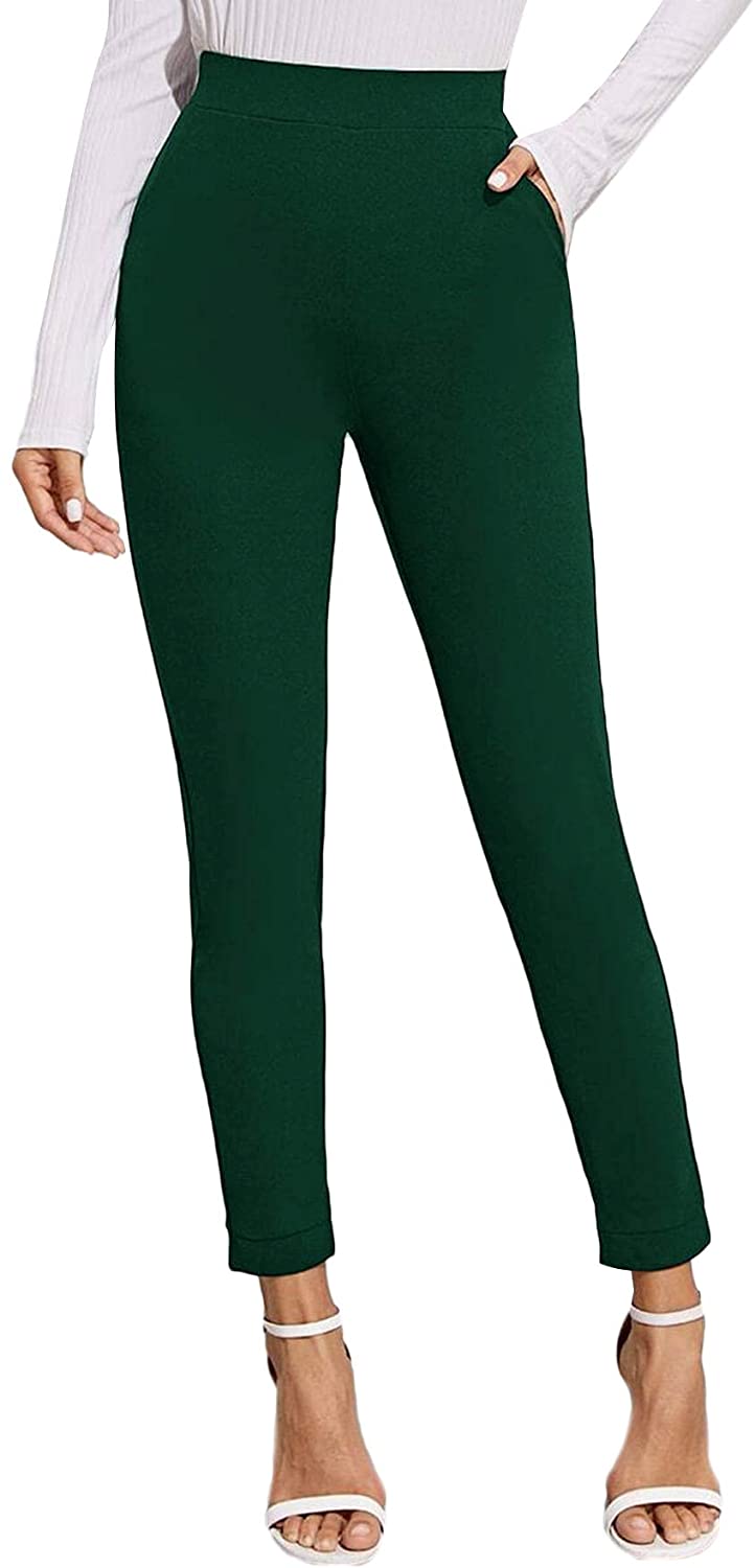 Women's Stretchy Workwear Office Skinny Pants with Belt - Debshops