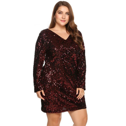 Sexy Deep V Neck Long Sleeve Dress - Debshops