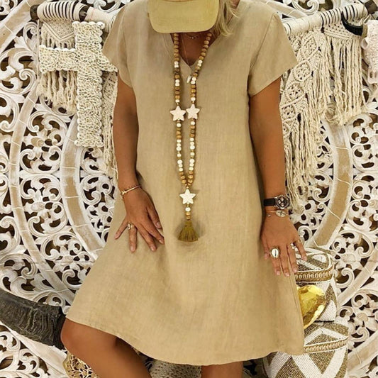 Loose Summer Style Cotton Casual Dress - Debshops