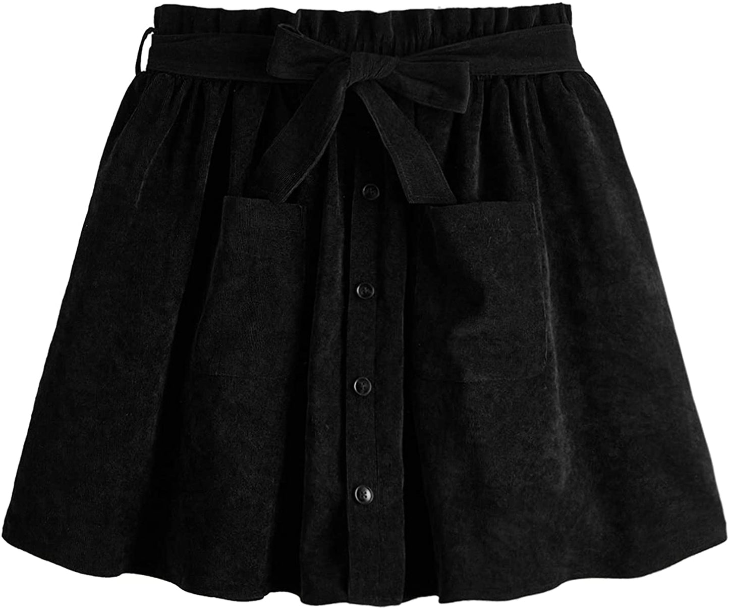 Women's Casual Self Tie Waist Frill Double Pocket Short Skirt - Debshops