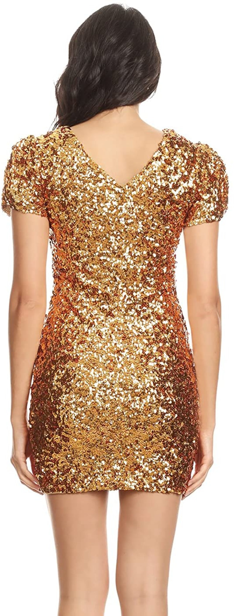 Sexy Short Sleeve Sequin Mini Cocktail Party Club Dress - Debshops