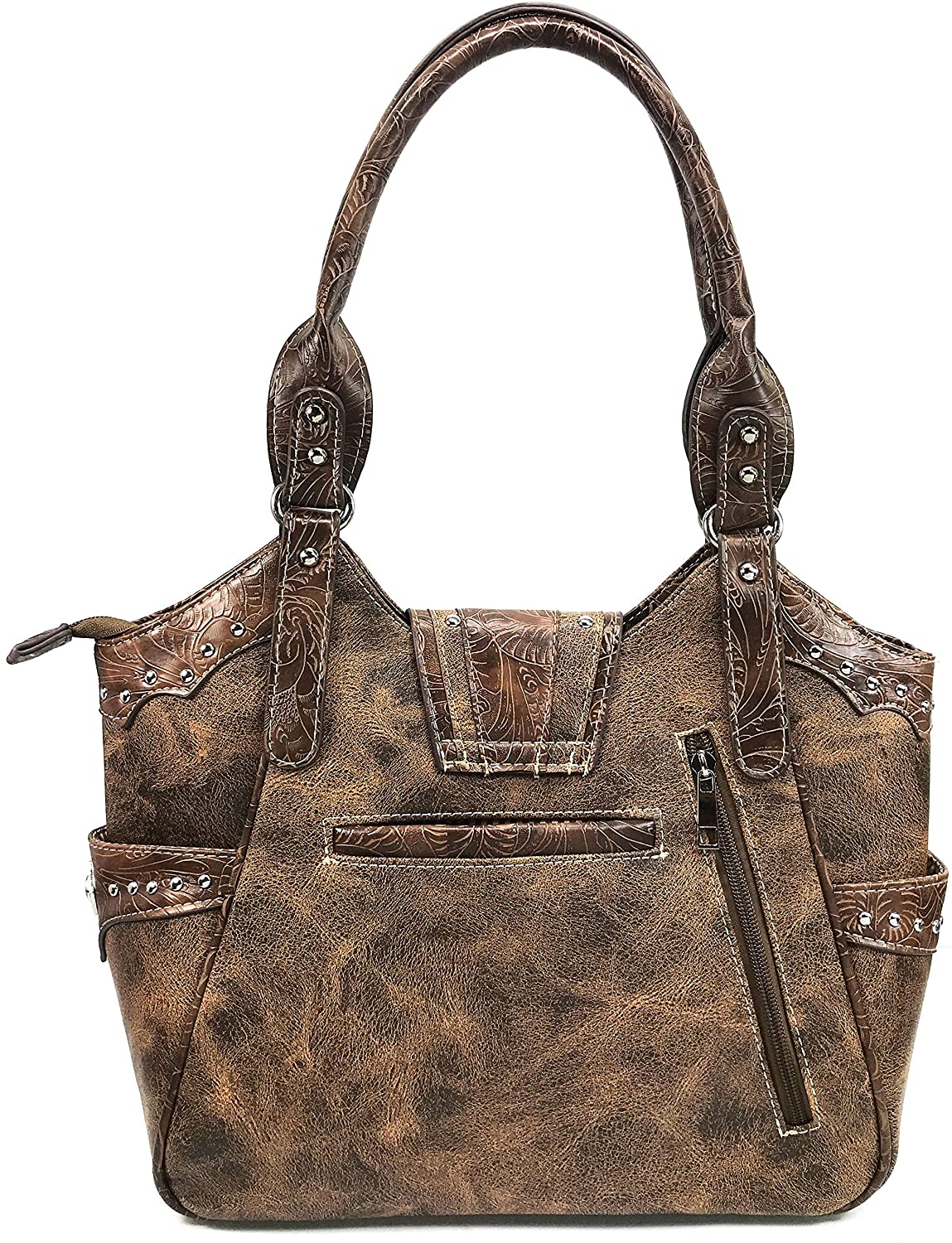 Floral Embroidery Buckle Shoulder Concealed Carry Shoulder Handbag with Cross-Body Wallet - Debshops