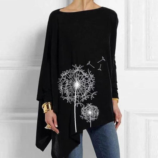 Irregular Blouse Casual O Neck Long Sleeve Tunic - Debshops