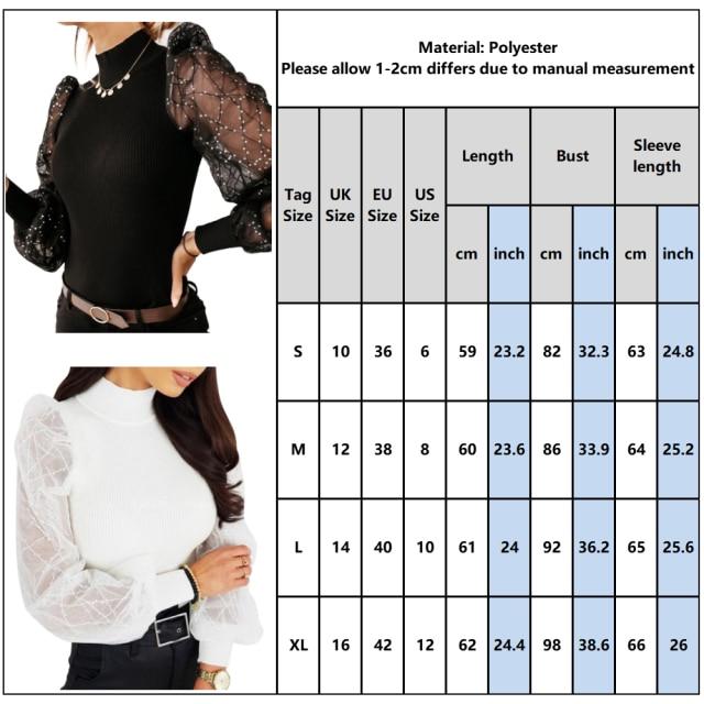 Sequins Turtleneck Spring Long Puff Sleeve - Debshops