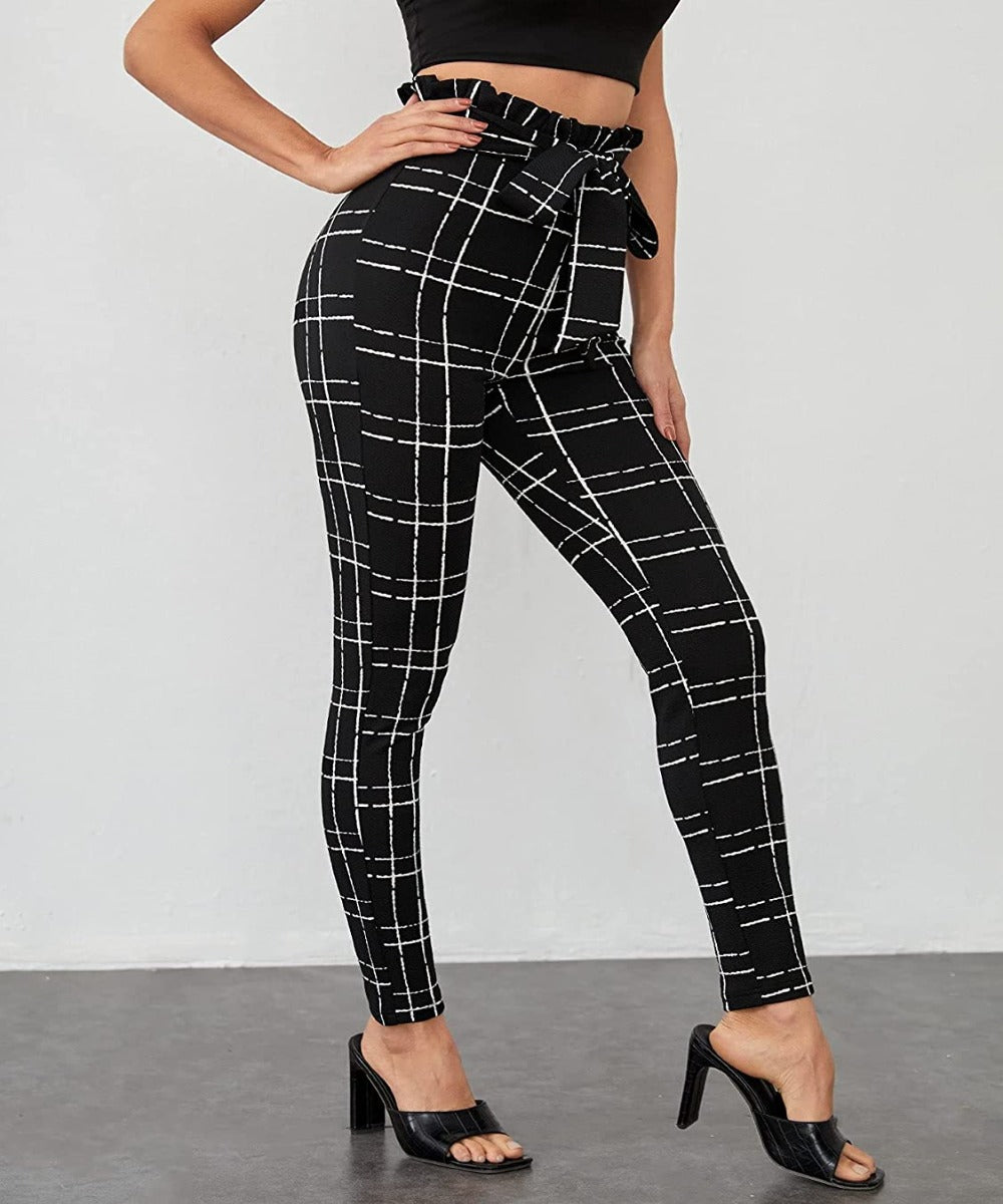 Women's Stretchy Workwear Office Skinny Pants with Belt - Debshops