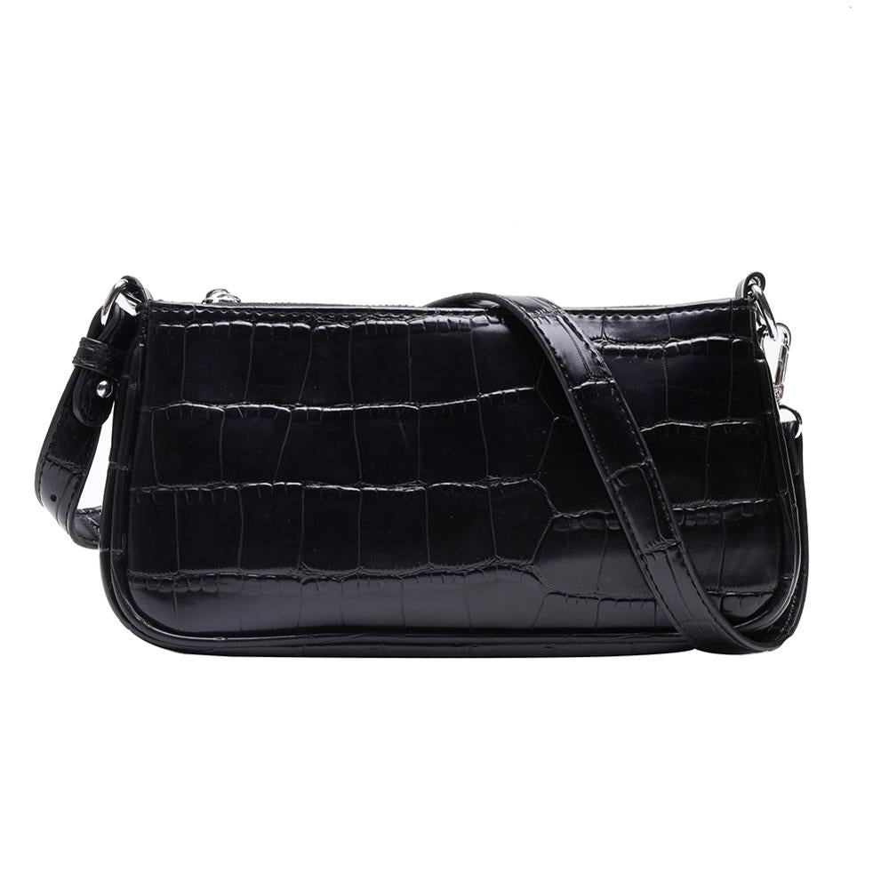 Retro Handbag Crocodile Leather Shopping Totes Elegant Solid Color Shoulder Bag - Debshops