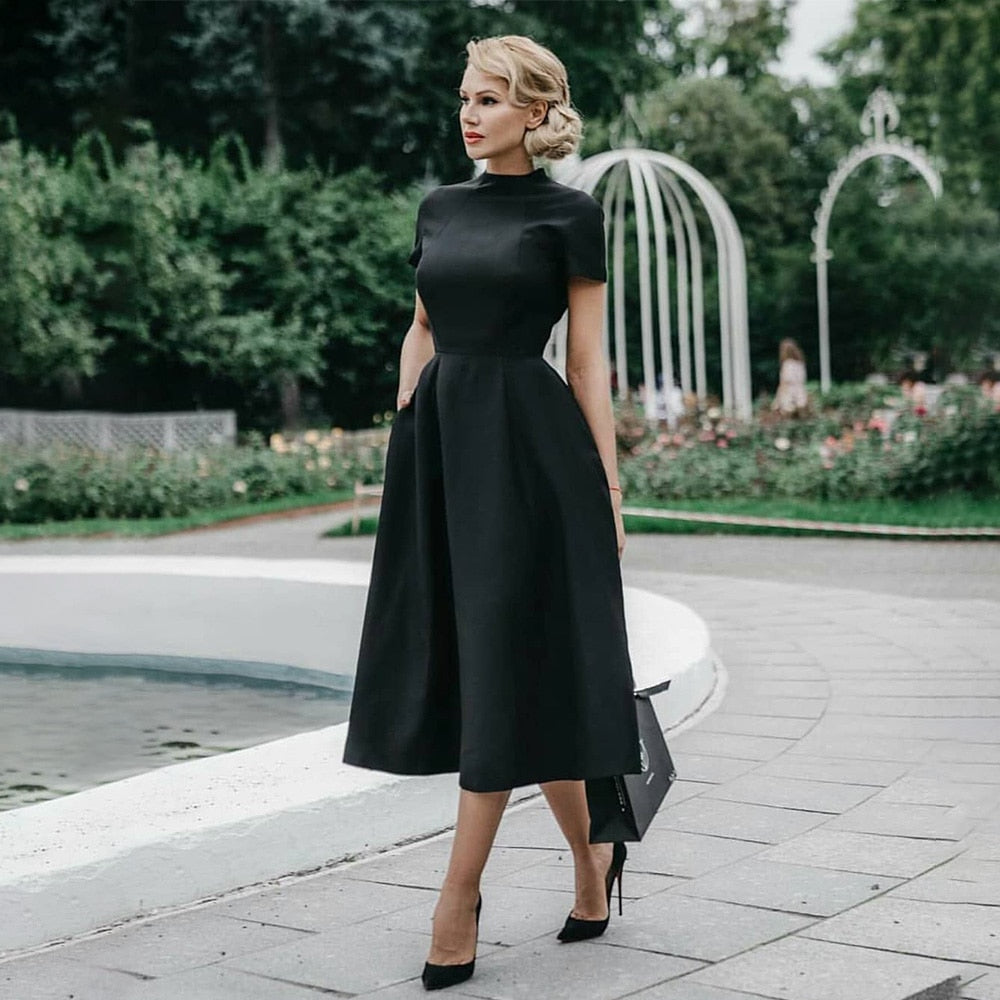 Elegant Vintage Fit Flare Prom Formal Retro Dress - Debshops