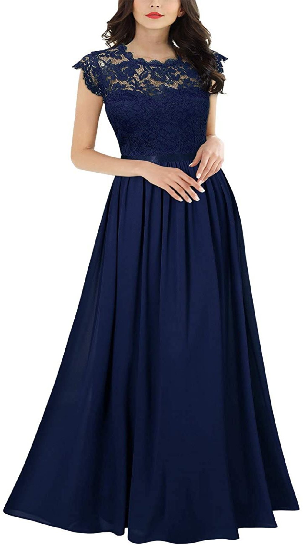 Floral Lace Evening Party Maxi Dress - Debshops