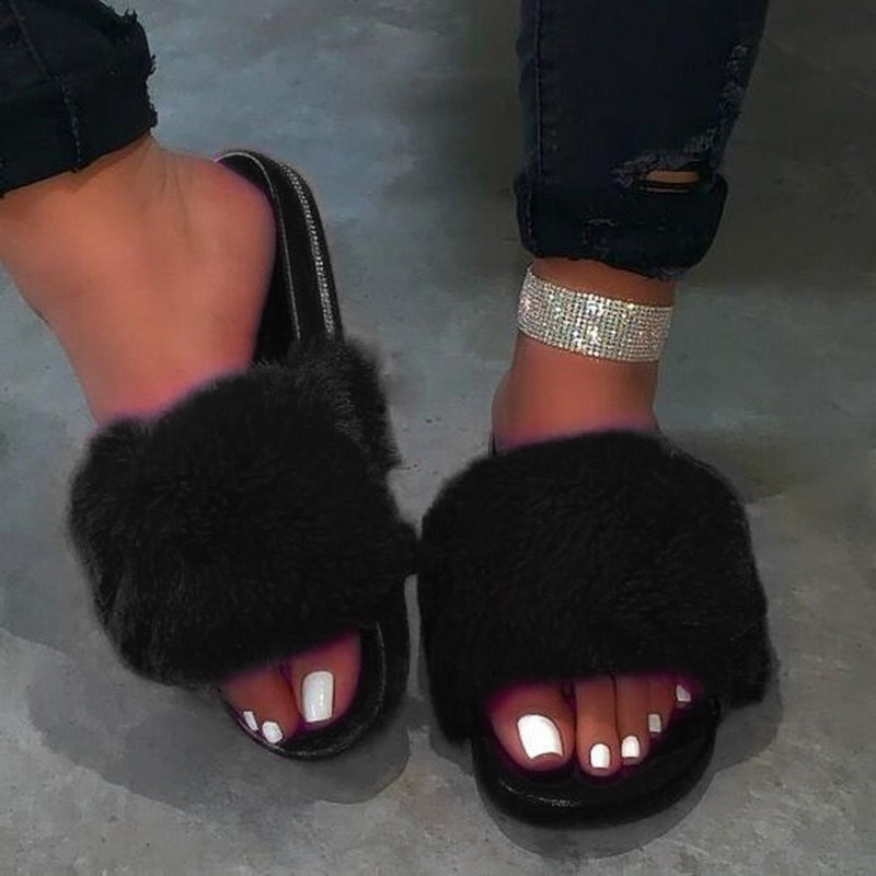 Furry Slippers Fluffy Plush Slippers - Debshops